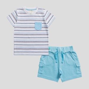 Striped T-Shirt and Blue Shorts Set